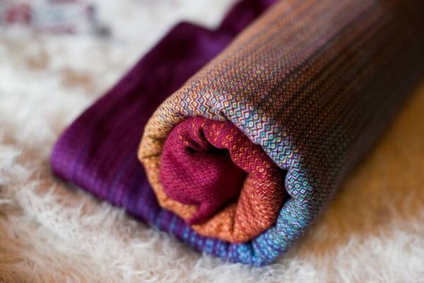 Sunset Rainbow Girasol Woven Wrap Rolled